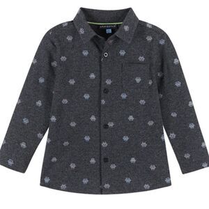 Andy and Evan Boys Robot Pique Knit Buttondown gray NWT size 5